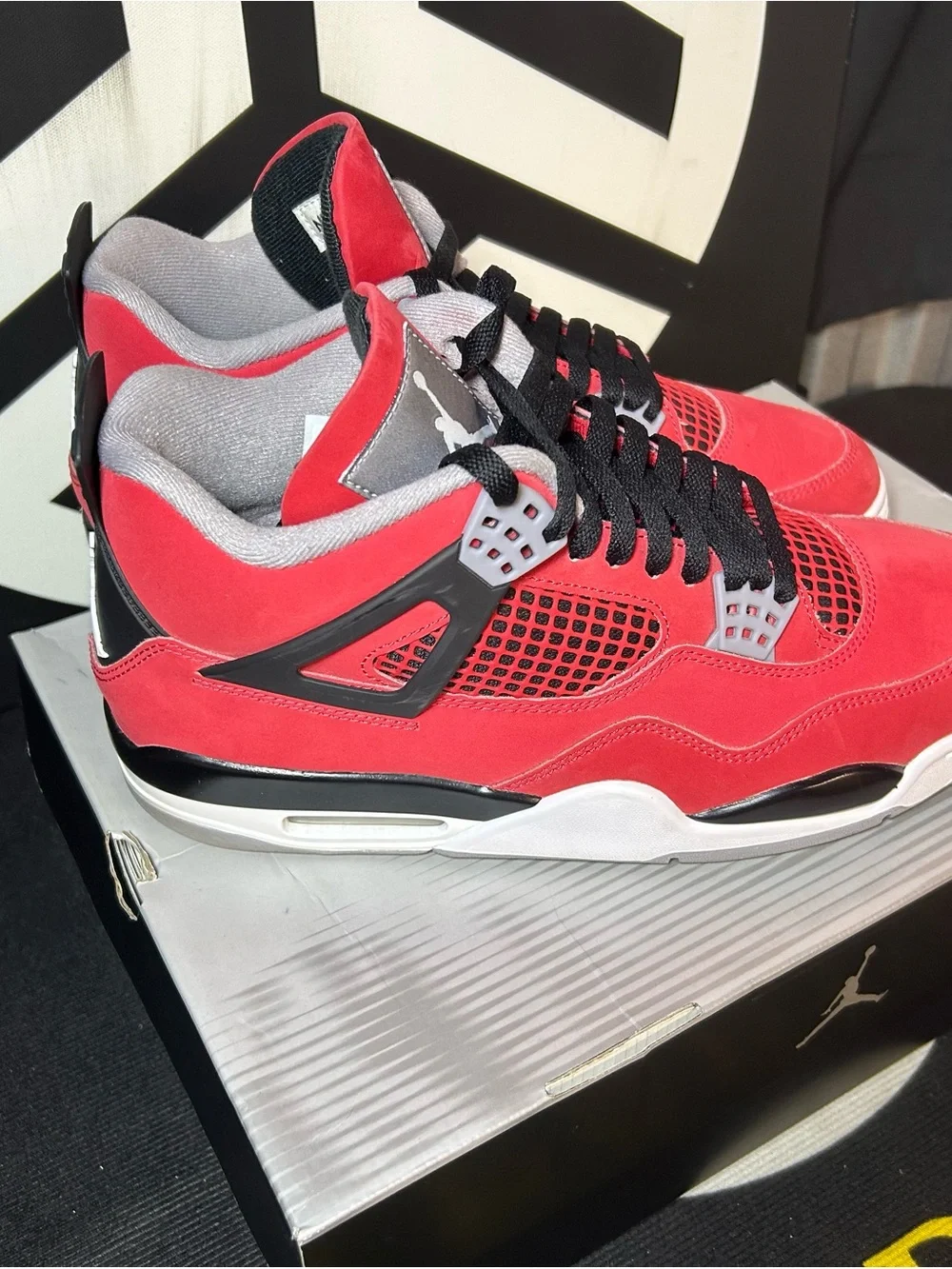 Jordan Toro Retro 4 Sneakers in Red, Black & Gray